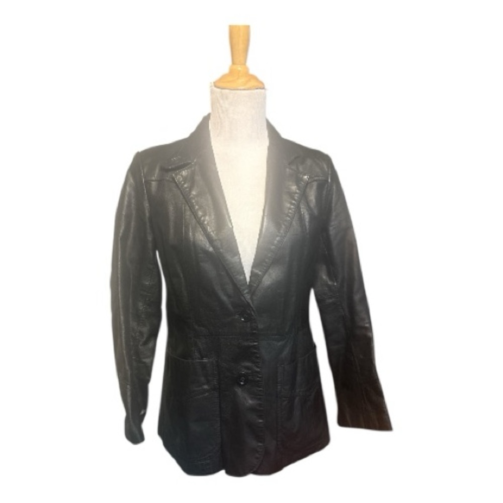 Vintage Ms. Pioneer Black Leather Blazer Jacket